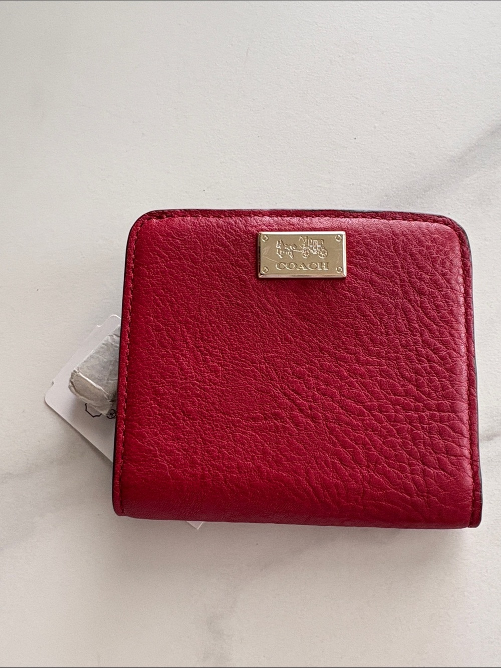 Coach Red Leather small wallet with Gold Hardware